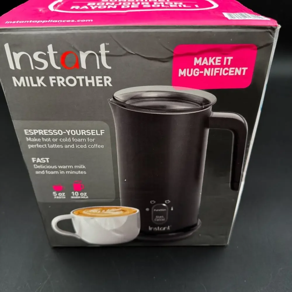 Instant Pot Milk Frother Black 4-in-1 Coffee Latte Cold Warm Foam 500W 10 OZ